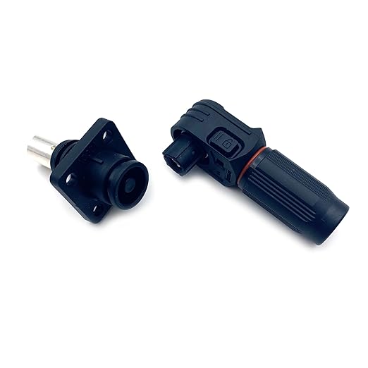 100A Battery Energy Storage Connector, 16mm² High Current Connectors IP67 Waterproof Crimping Wiring Power Adapter Quick Plug Terminal Right Angle Plug and Socket (1000V Black+Orange)