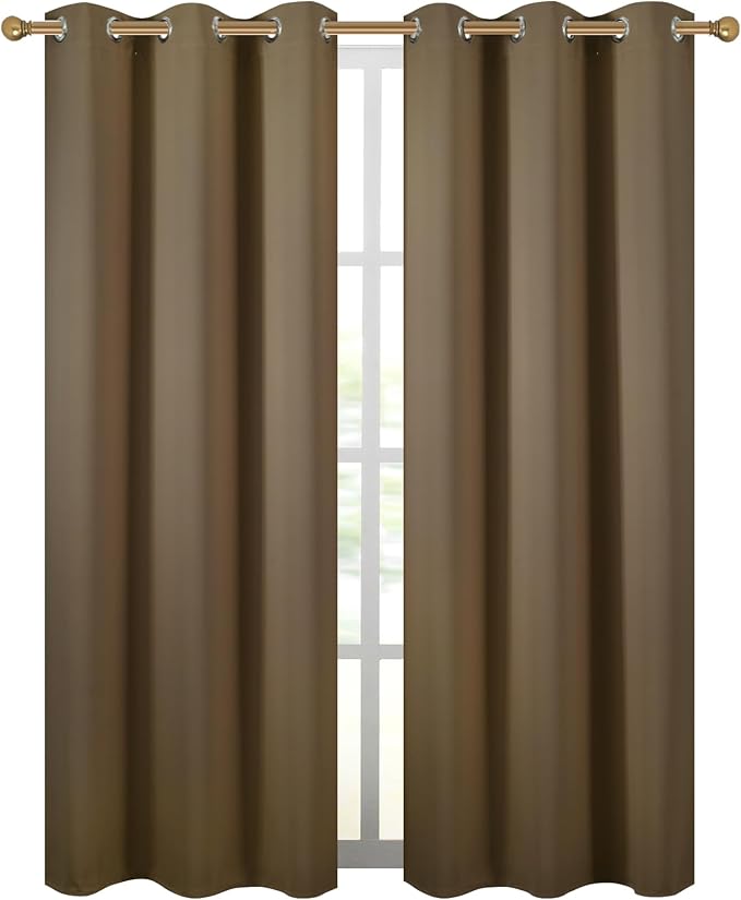 Diraysid Brown Grommet Blackout Curtains - Image 2
