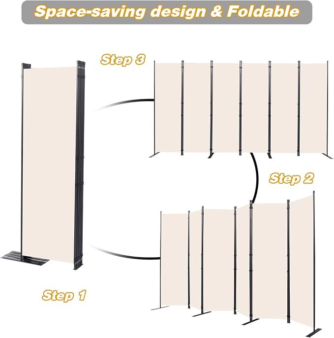 Room Divider, 6 Panel Folding Privacy Screens - Image 5