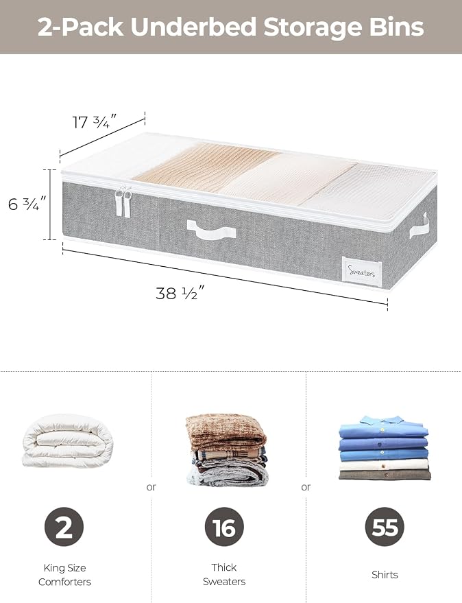 StorageWorks 7 Inch Low Profile Under Bed Storage Containers - Image 2