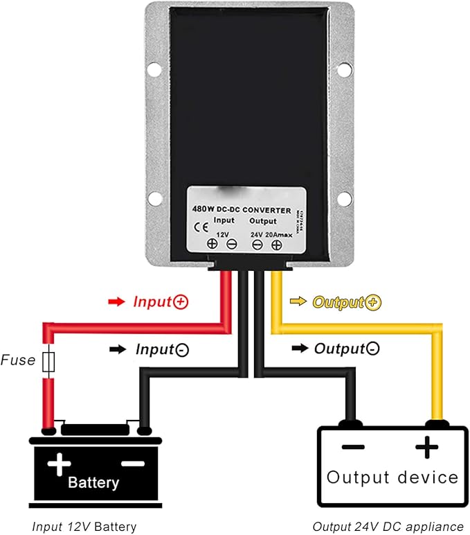 MGGi Waterproof DC/DC Converter 12V Step Up to 24V, Boost Converter 20A 480W Voltage Regulator, Power Adapter Voltage Booster,Power Supply Module Boost Transformer for Car Truck Vehicle Boat
