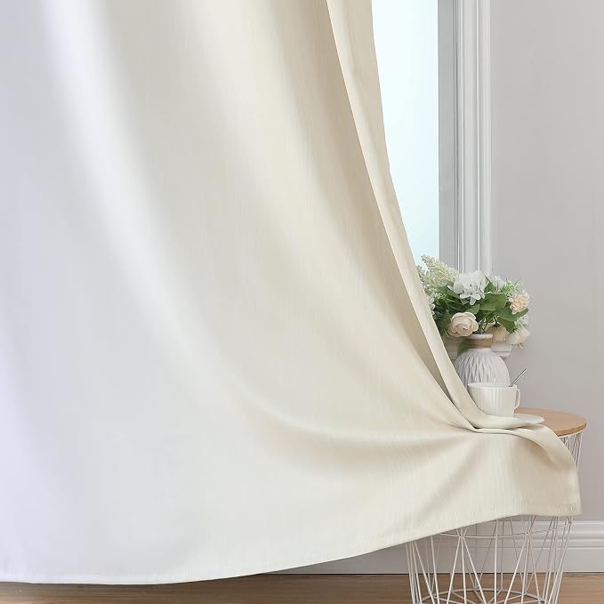 Beige and Greyish White Ombre Blackout Curtains Living Room 102 Inches Long | - Image 6