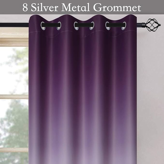 SimpleHome Purple to Grey White Ombre Room Darkening Curtains 84 Inch | Curtains - Image 3