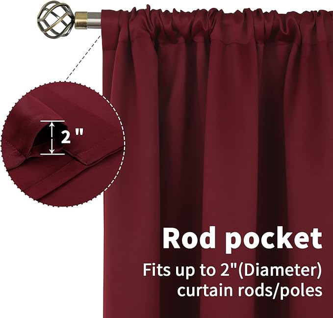 BGment Short Burgundy Blackout Curtains 45 Inch Length - Image 5