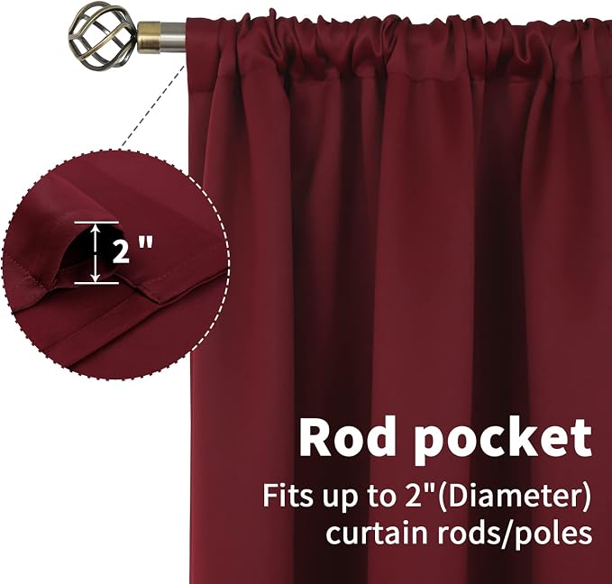 BGment Burgundy Blackout Curtains 84 Inch Long - Image 4