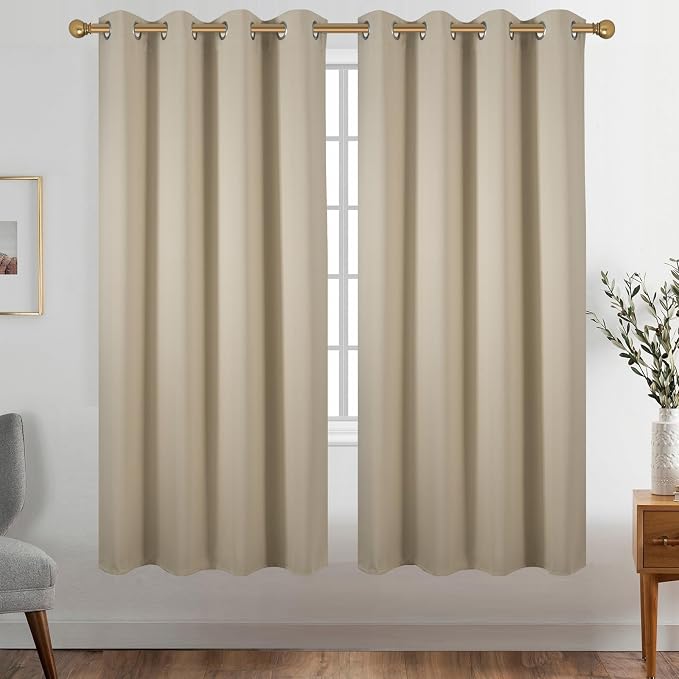 Diraysid Beige Grommet Blackout Curtains by Diraysid%2C+refresh+your+life