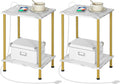 HOOBRO Side Table with Charging Station, Nightstand with 2-Layer Storage Shelves by HOOBRO