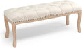 Bedroom Bench, French Vintage Tufted Entryway Bench, 45.2" Carving Upholstered by COZYMAN