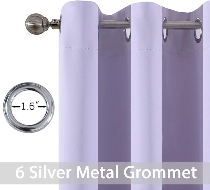 Yakamok Blackout Curtains 38x84 inch Lilac Thermal Drapes-Bedroom | 2 panels - Image 3