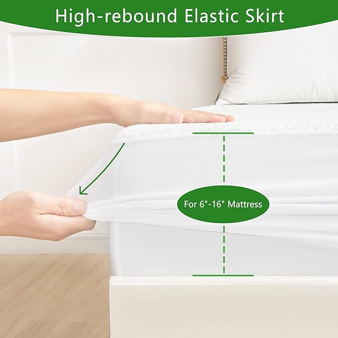 GOONIK Twin Size Mattress Protector, Breathable Bamboo Viscose Waterproof Twin Mattress Pad Cover with 6-16 inches Deep Pocket