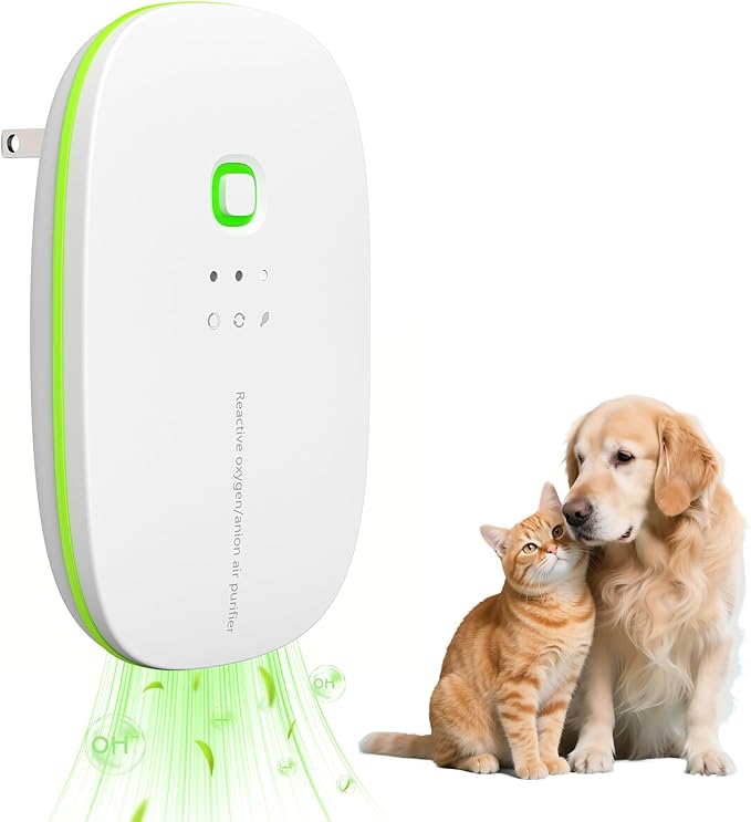 Cat Litter Deodorizer 99% Ozone Odor Eliminator Negative Ion 2-IN-1, Plug In Ionic Air Purifier Filter-free Quiet Portable for Home, Pets, Kitchen, Toilet, Wardrobe, Shoe, Garage Room
