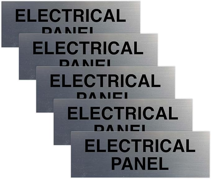 All Quality Basic Electrical Panel Sign - Fire Regulation Safety Compliance Sign - Silver - Large (5 Pack)