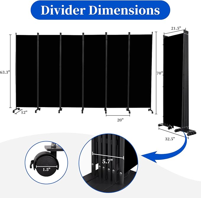 Room Divider 6FT 6 Panel Folding Wall Divider - Image 6
