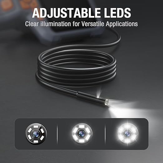 Dual Lens Endoscope Camera with Light, Teslong 4.3" HD Snake Borescope Inspection Camera, Automotive Scope Cam with Flexible Cable, Home Waterproof Fiber Optic for Sewer Drain Pipe (3.3FT)