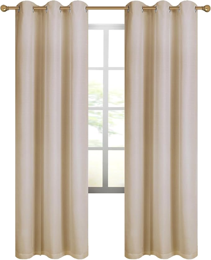 Diraysid 100% Blackout Curtains Beige Linen Curtains - Image 7