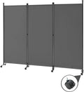 Spurgehom 3 Panel Rolling Room Divider, Folding Partition Privacy Screens | by Spurgehom