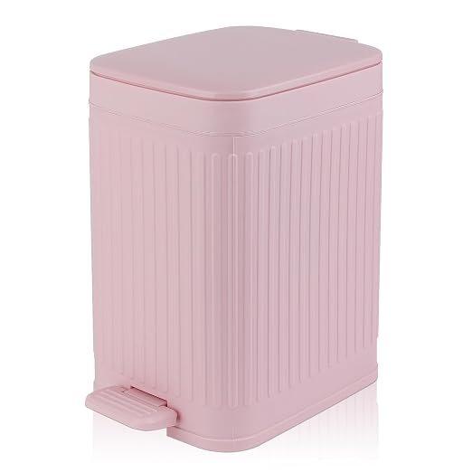 Small Bathroom Trash Can with Lid, 1.9 Gallon Slim Soft Close Step, Kitchen & by rejomiik