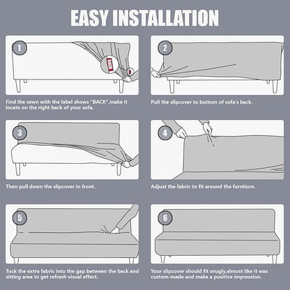 molasofa Leather Like Stretch Futon Slipcover Armless Futon Bed Sofa Cover Furniture Protector with Elastic Bottom, Soft and Washable Futon Cover for Sofa Bed Stay in Place（Larger, Navy Blue）