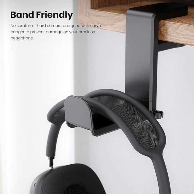 3in1 Rotating Headphone Holder - EURPMASK 3in1 PC Gaming Headset Holder w/Detachable Controller Holder, Adjustable Clamp-on Headset Stand,Headphone Hanger Hook Under Desk w/Cable Clip Organizer,Black