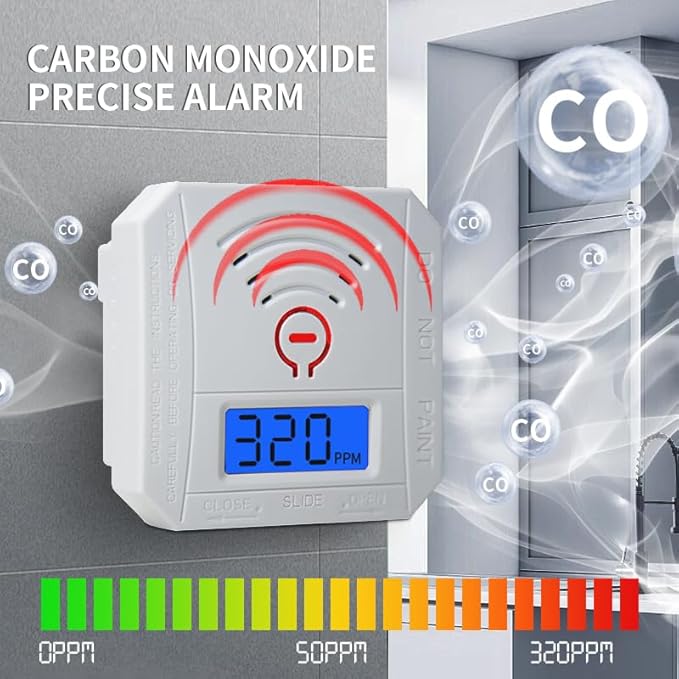 Carbon Monoxide Detector 2 Pack,Battery Operated CO Detector Alarm with Digital LCD Display & Loud 85dB Alarm,Travel Carbon Monoxide Alarm，High Accuracy Portable CO Detector for Home/Hotel/Kitchen/RV
