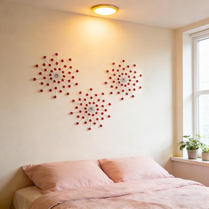 ZEXUIRU 3 Set Silver Starburst Wall Art - Image 2
