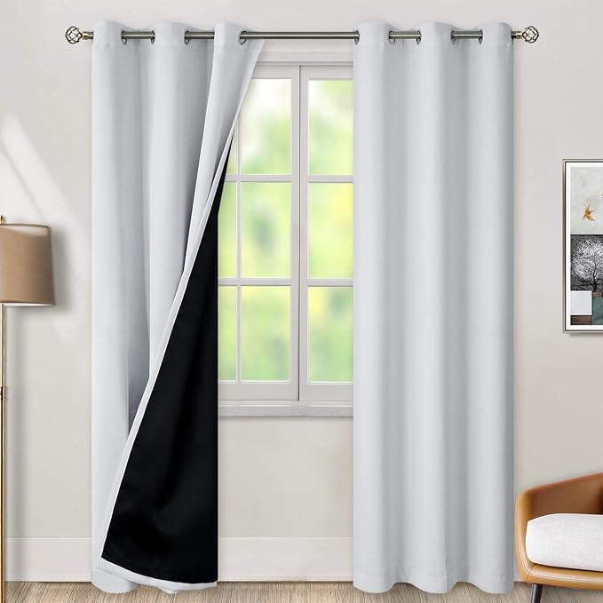 BGment Greyish White 100% Blackout Curtains by BGment