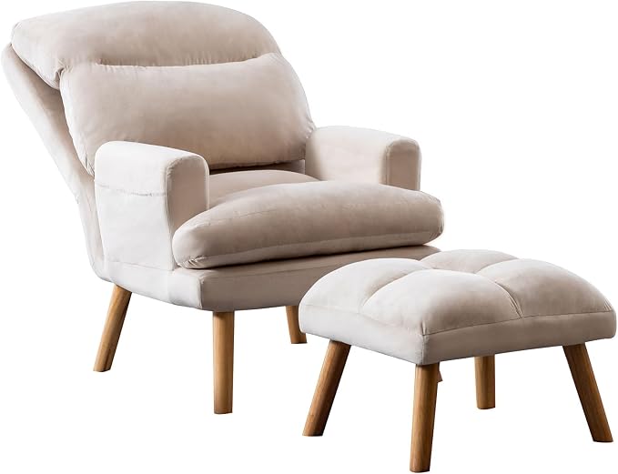 IOMOR Accent Chair with Ottoman Comfy Reading Chair Armchair with Adjustable - Image 8