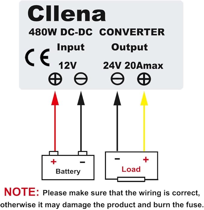 Cllena DC/DC 12V to 24V Boost Converter 20A 480W Step Up Voltage Regulator Module Car Power Supply Voltage Transformer (Input 10V-16V)
