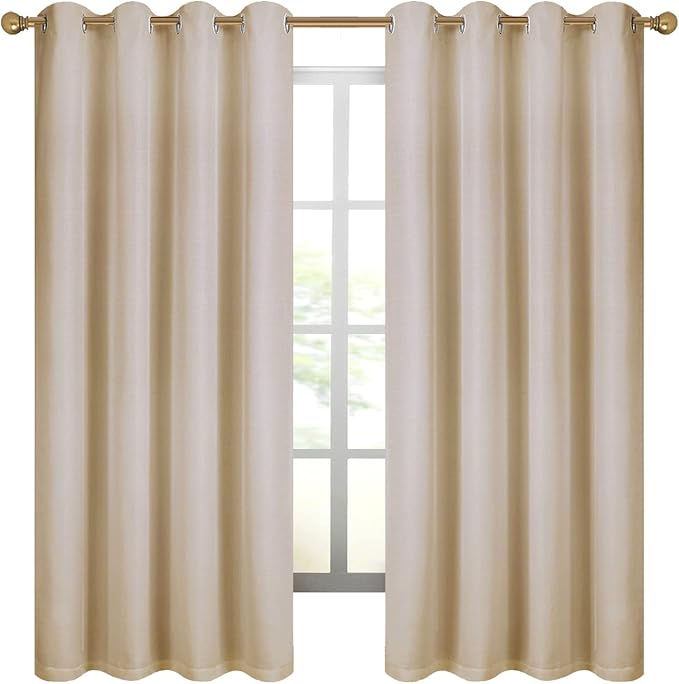Diraysid 100% Blackout Curtains Beige Linen Curtains - Image 3