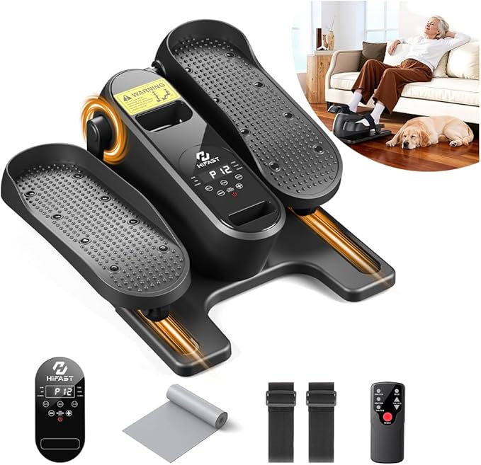 Under Desk Elliptical Machine, Ellipse Leg Exerciser as Seen on TV for Seniors with Remote Control & 12 Manual & Auto Mode, Low-Impact Quiet Portable Electric Seated Pedal Exerciser for Home Office