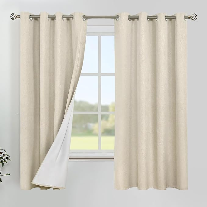YoungsTex Natural Linen Blackout Curtains 63 Inches Long by YoungsTex