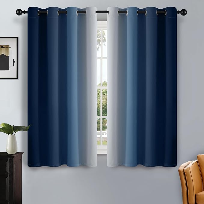 SimpleHome Ombre Blue to Grey White Curtains by SimpleHome