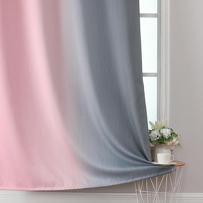 Ombre Gray and Pink Blackout Curtains - Image 6