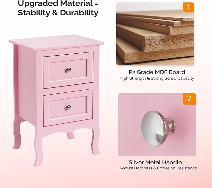 Bonnlo Nightstand Set of 2, Nightstands - Image 4