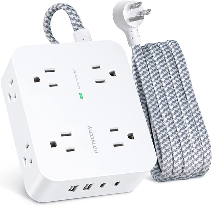 HANYCONY 6Ft Surge Protector Power Strip USB C, 8 Outlet Extender | Extension by HANYCONY