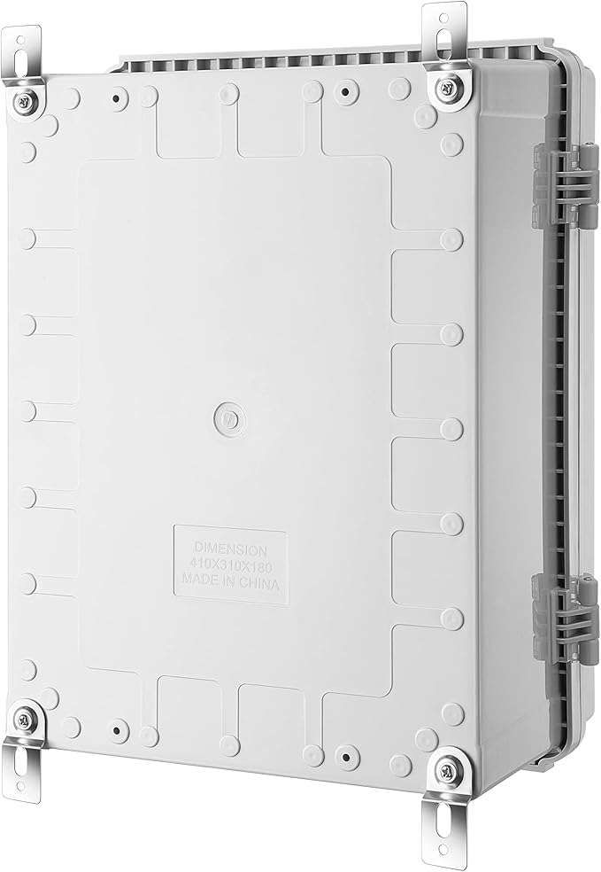 Gratury Junction Box, IP67 Waterproof Plastic Enclosure for Electrical Project, Hinged Grey Cover, Includes Mounting Plate and Wall Bracket (Grey Cover with Inner Door, 16.1"x12.2"x7.1")