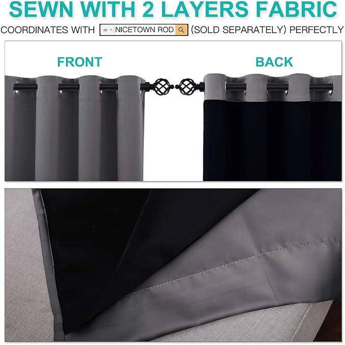 NICETOWN Total Shade Curtains and Draperies, Heavy-Duty Full Light Shading - Image 5
