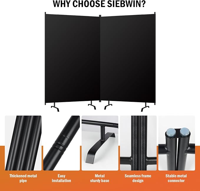 Room Divider Panel, Siebwin 2 Panel Folding Privacy Screens - Image 7