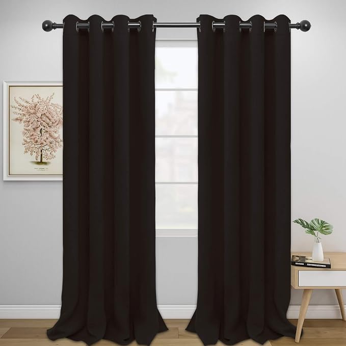 Easy-Going Thermal Grommet Blackout Curtains, 2 Panels 52x108 in, Darkbrown | by Easy-Going