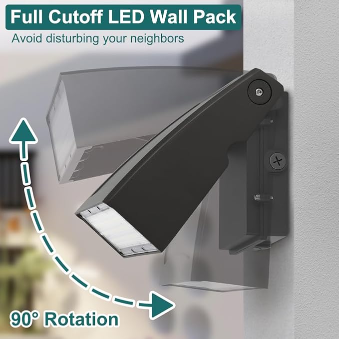 kadision 30W LED Wall Pack Light with Dusk-to-Dawn Photocell, 0-90° Adjustable Full Cutoff Outdoor Wall Light for House Yard Garage, 3900lm 5000K Daylight 100-277V ETL Listed