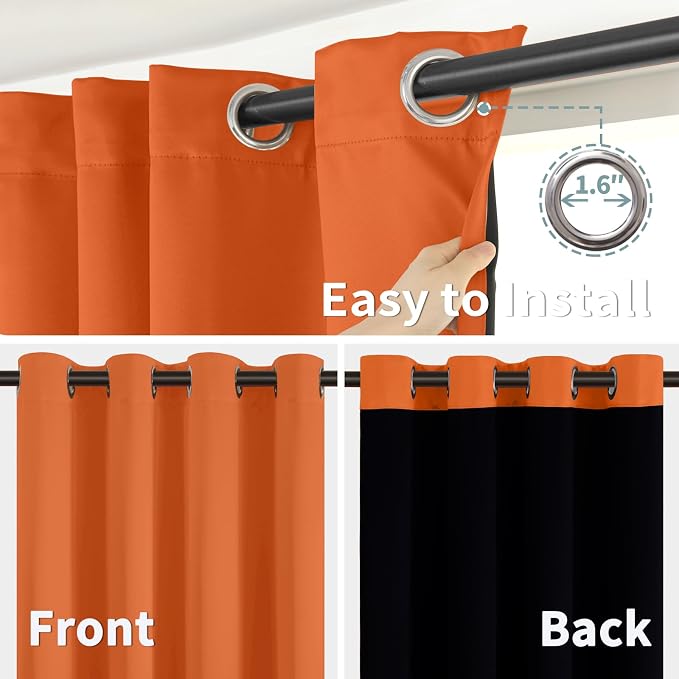 BGment Thermal Insulated 100% Blackout Curtains 63 Inch Length 2 Panels - Image 6
