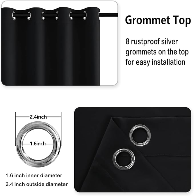 DWCN Short Black Blackout Curtains - Image 5