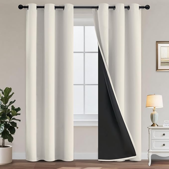 Yakamok Cream Blackout Curtains 84 inches Long by Yakamok