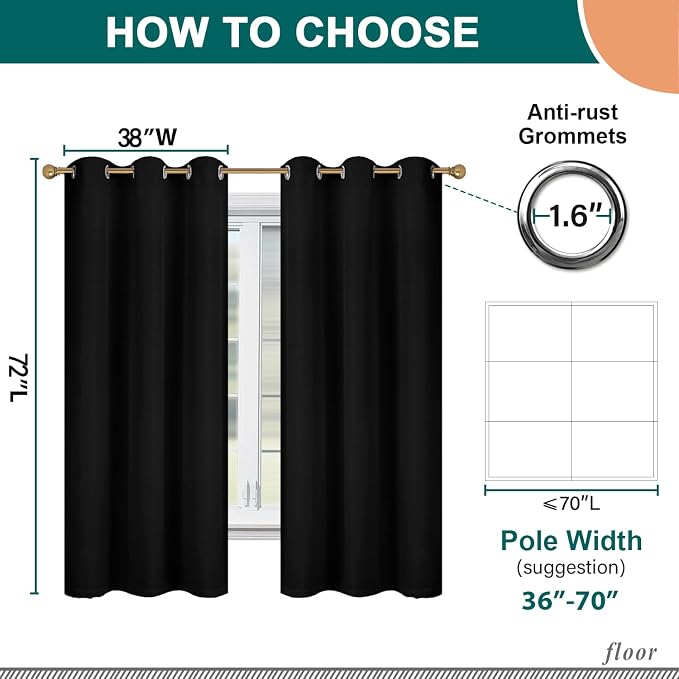 Diraysid 100% Blackout Curtains Black Linen Curtains - Image 5