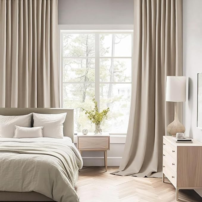 MIULEE Taupe Back Tab Blackout Curtains 52x102 Inch Long 2 Panels Set | Rod - Image 2