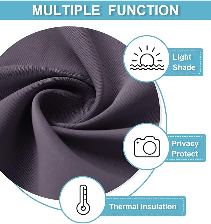 RYB HOME Short Greyish Purple Blackout Curtains - Image 5