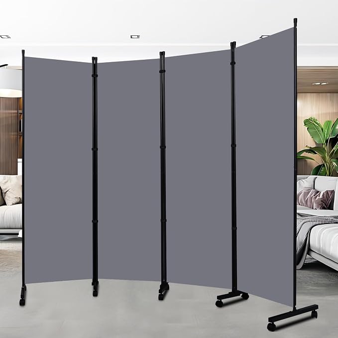 Room Divider 88'' Wide Folding Privacy Screens, 4 Panel Wall Divider w/Wheel | by HOMSCREENER
