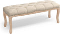 Bedroom Bench, French Vintage Tufted Entryway Bench, 45.2" Carving Upholstered by COZYMAN