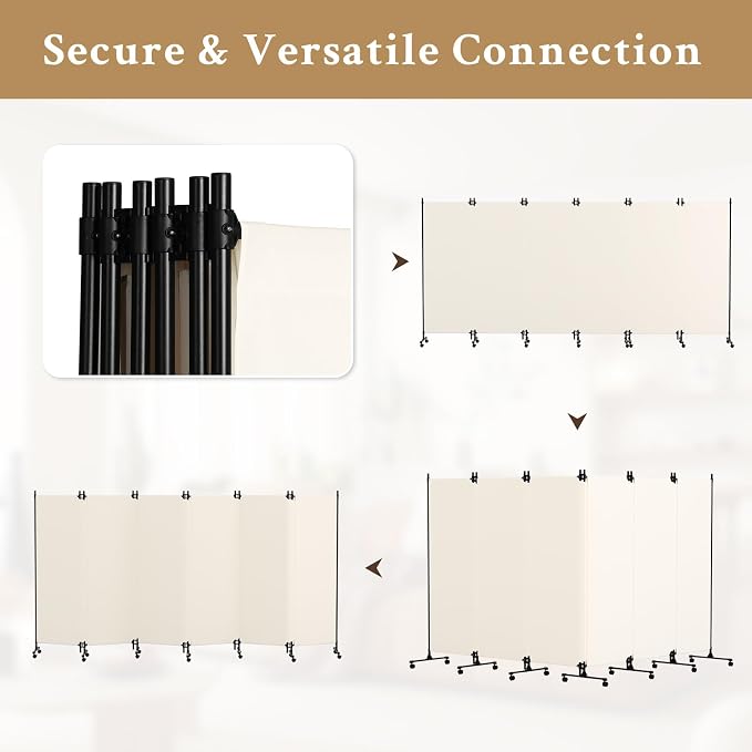 Kokorona 6 Panel Room Divider, 6FT Tall Folding Privacy Screen - Image 5