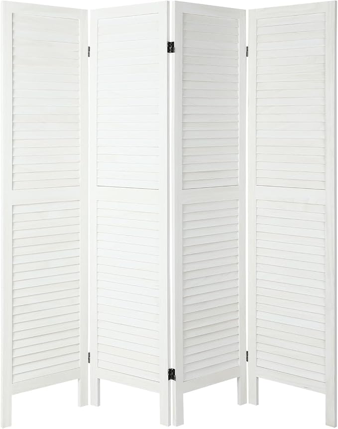 4 Panel Room Divider, Freestanding Wooden Privacy Screen | Solid paulownia wood by Unknown